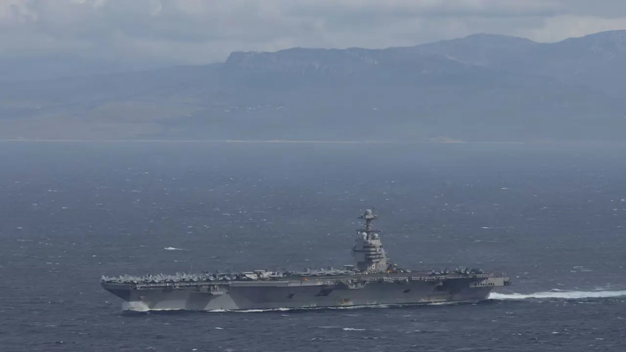 El Gerald Ford maniobra en la fase oculta de Lanza del Sur. Imagen fourthfleet.navy.mil