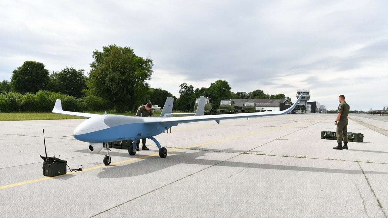 Flota de drones chinos con 12 horas de autonom&iacute;a y 250 km de alcance apoyando alianza estrat&eacute;gica en Europa &mdash; Imagen generada por IA 