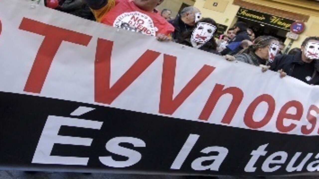 Manifestaci&oacute;n contra el cierre de Radio Televisi&oacute;n Valenciana.