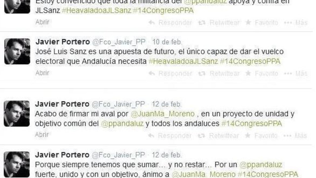 Selecci&oacute;n de tuits de Javier Portero, presidente de Nuevas Generaciones de la provincia de Sevilla.