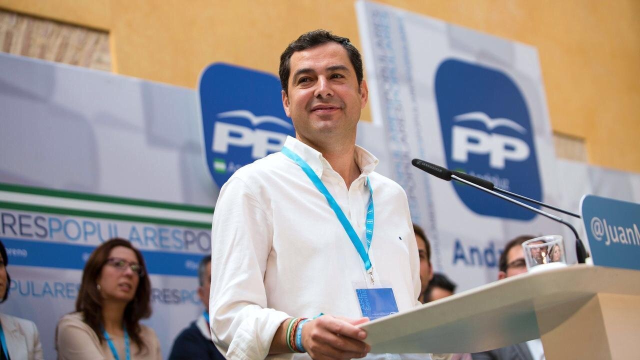 Juanma Moreno, en un acto del PP de Andaluc&iacute;a.