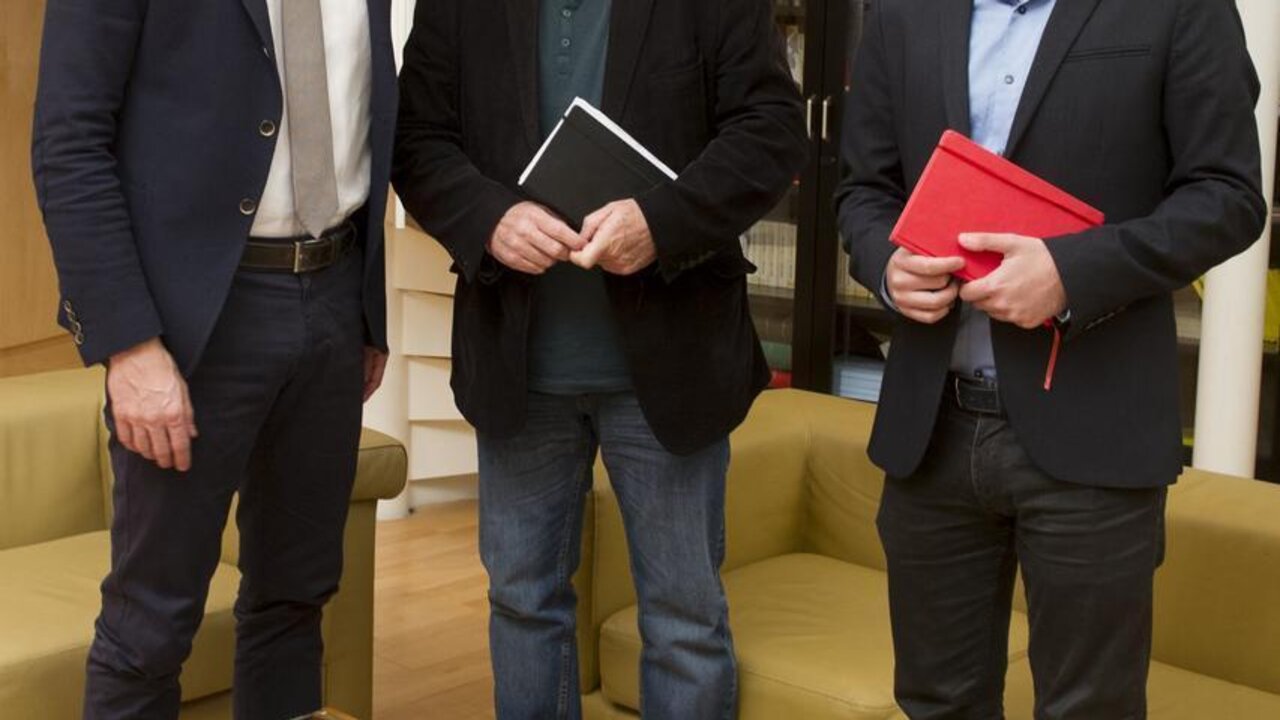 Pedro S&aacute;nchez, Cayo Lara y Alberto Garz&oacute;n.