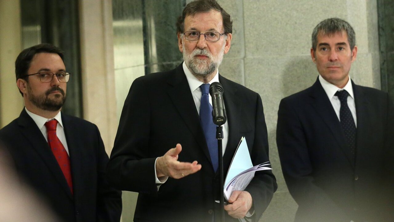 Asier Antona, Mariano Rajoy y Fernando Clavijo.