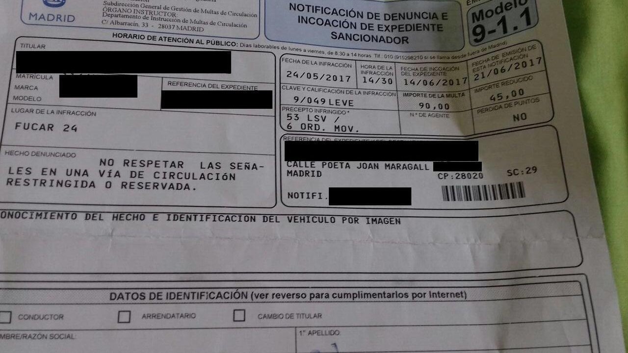 Notificaci&oacute;n a la Calle Poeta Joan Maragall.