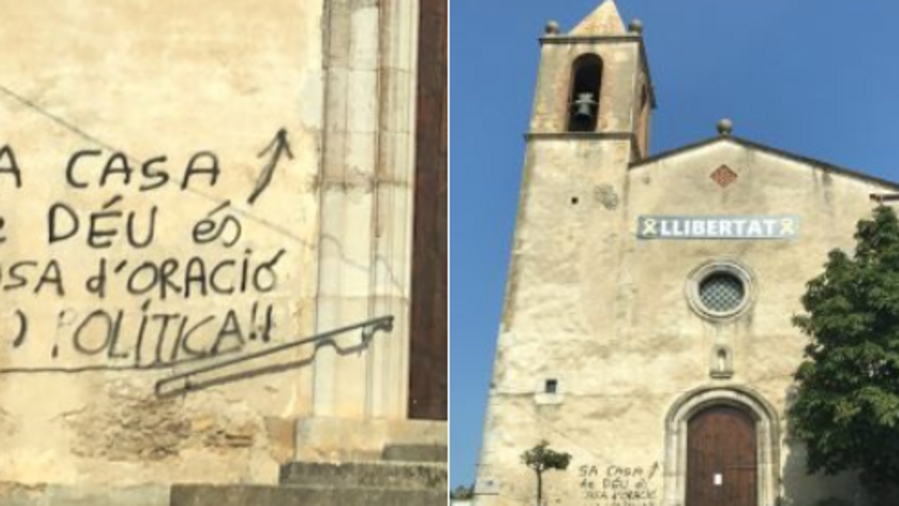 Pintadas en una iglesia en Girona.