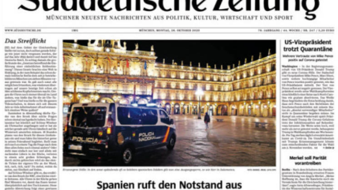 El S&uuml;ddeutsche Zeitung abre con la Plaza Mayor de Salamanca