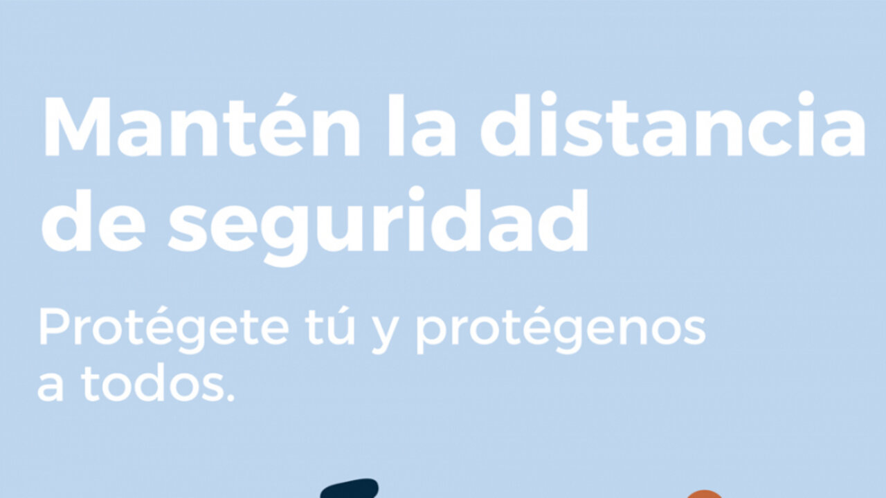 Cartel Mant&eacute;n la distancia de seguridad, de Pozuelo de Alarc&oacute;n.