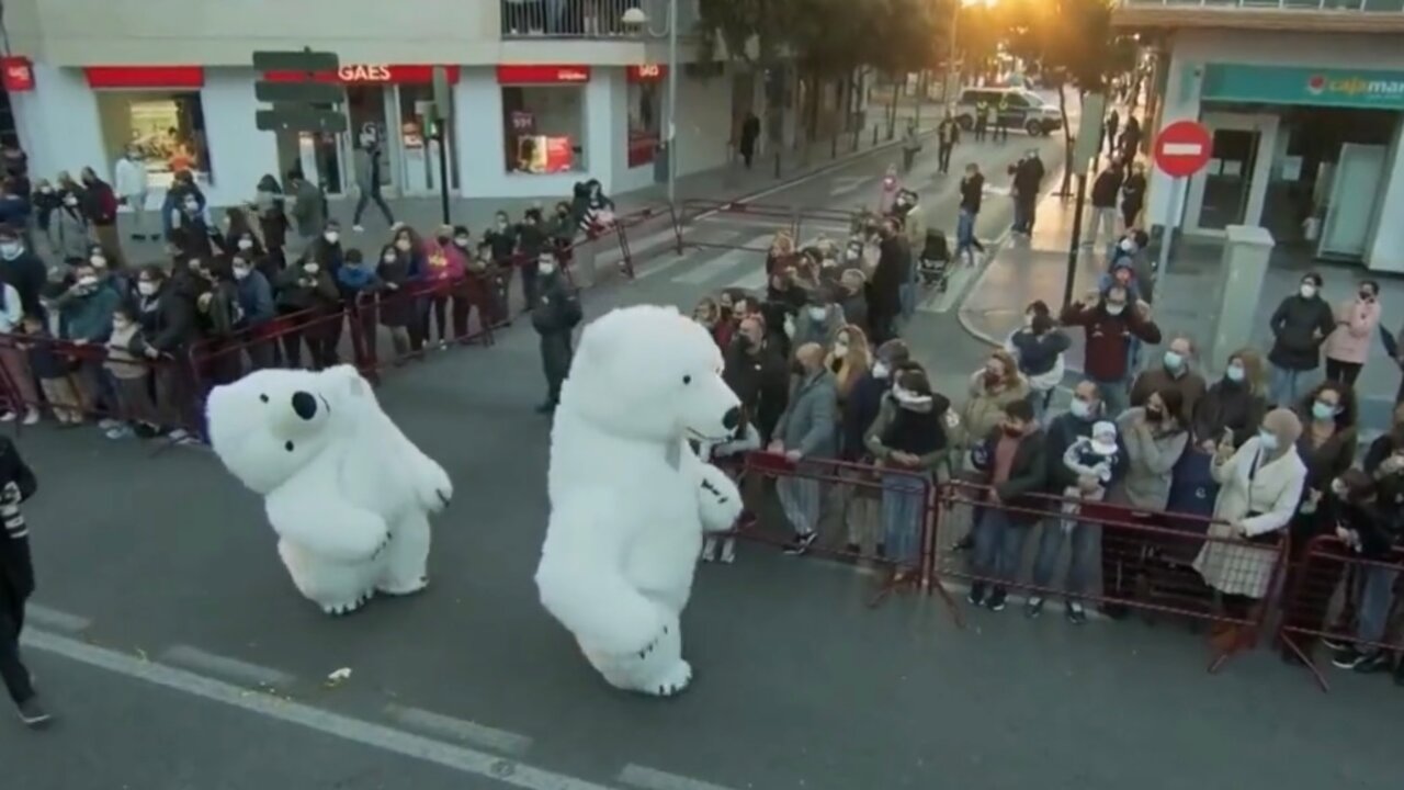 Oso en la Cabalgata de Reyes de C&aacute;diz.