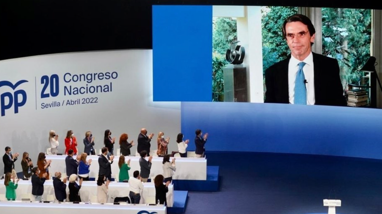 El expresidente del Gobierno Jos&eacute; Mar&iacute;a Aznar interviene en el XX Congreso del PP que se celebr&oacute; en Sevilla.
