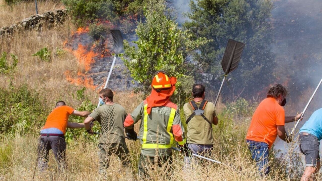 Bomberos forestales en un incendio. Europa Press.
