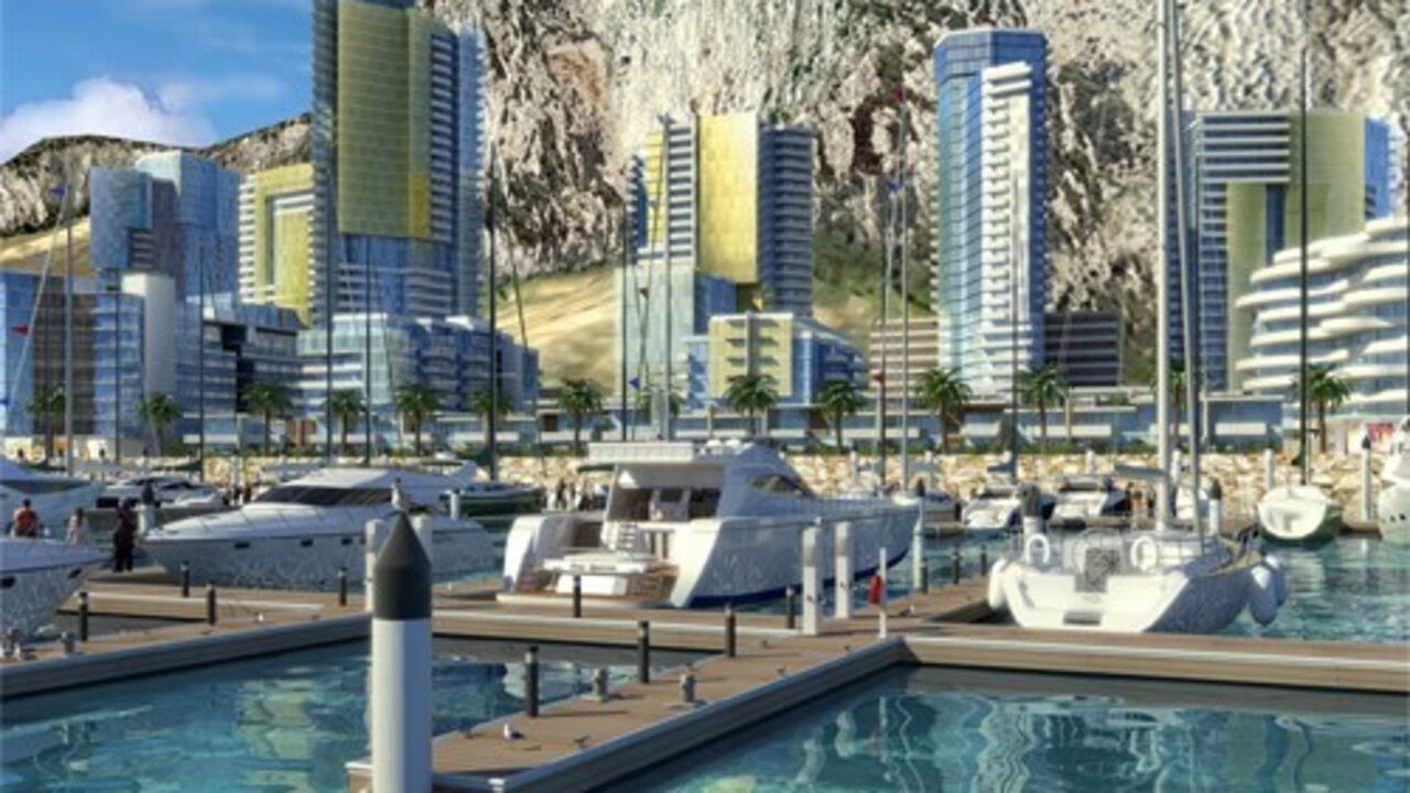 Imagen del puerto y los rascacielos del 'Eastside' en Gibraltar.