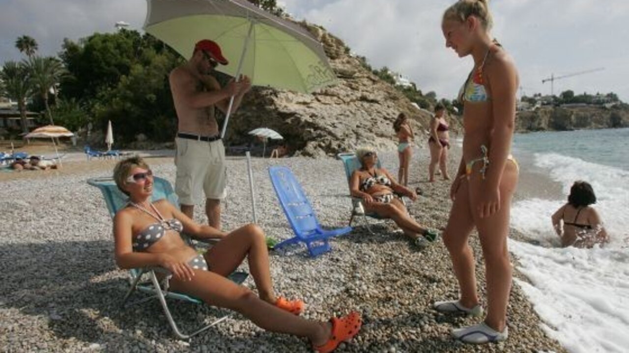 Turistas rusas en la playa.