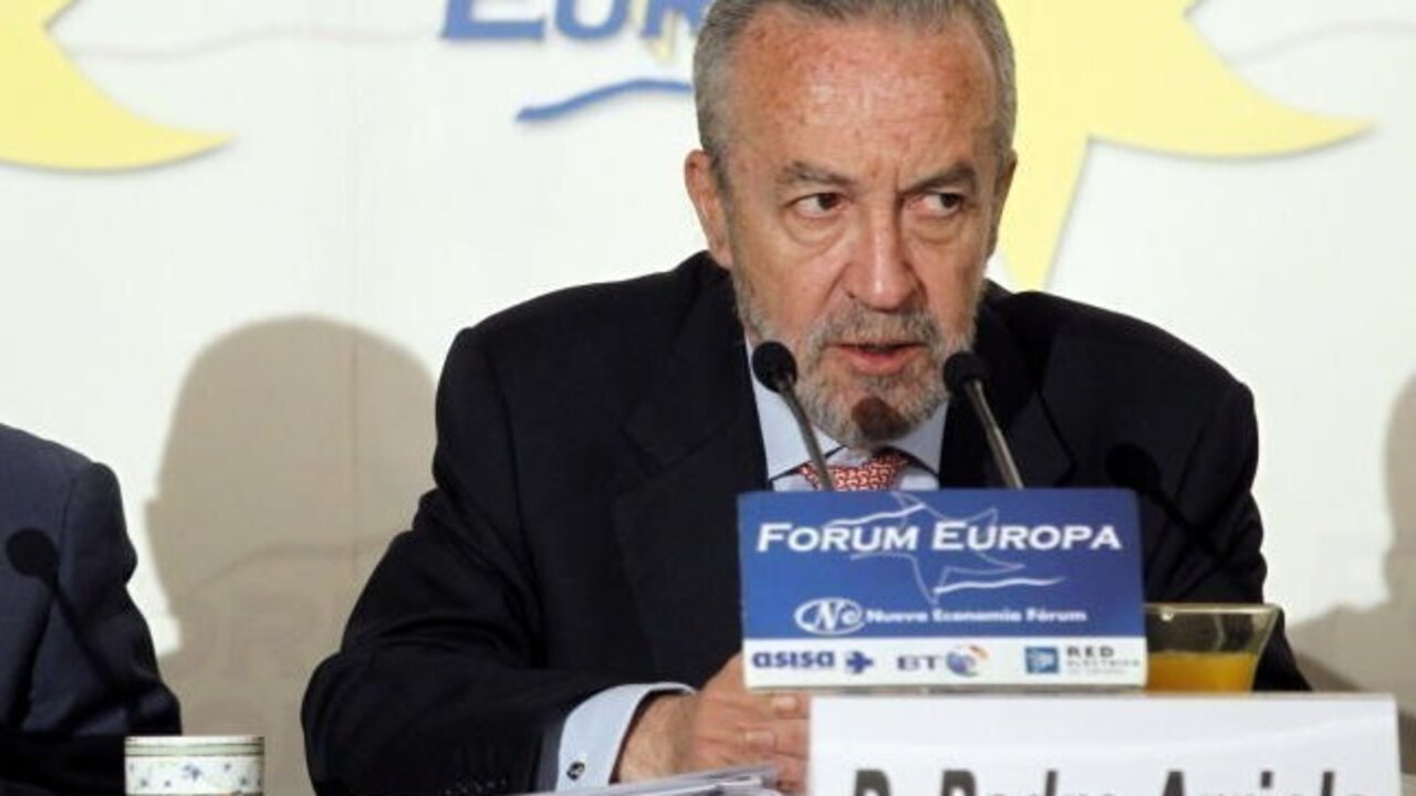 Pedro Arriola, durante la conferencia en el Foro Nueva Econom&iacute;a el mismo d&iacute;a de su lipotimia.