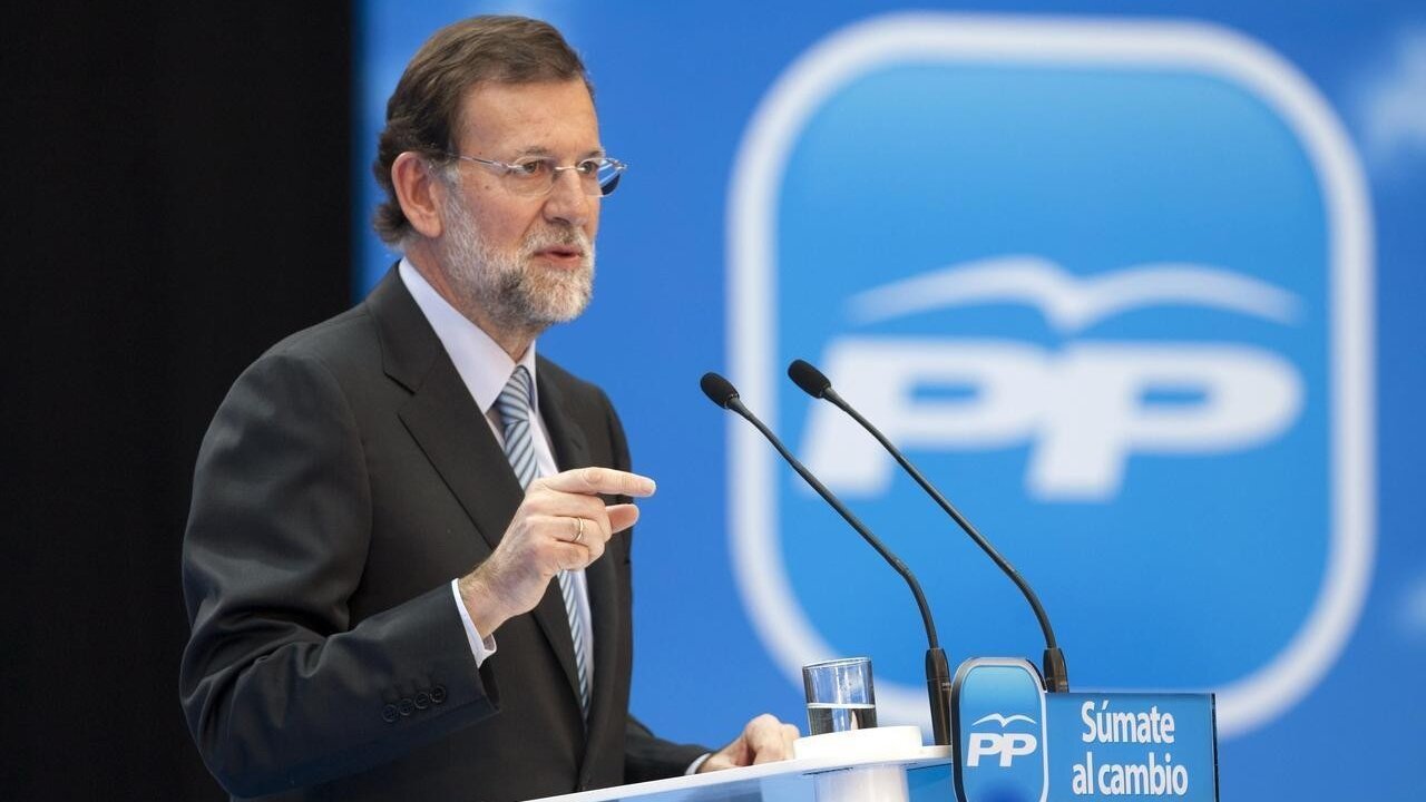 Mariano Rajoy durante un mitin del PP.