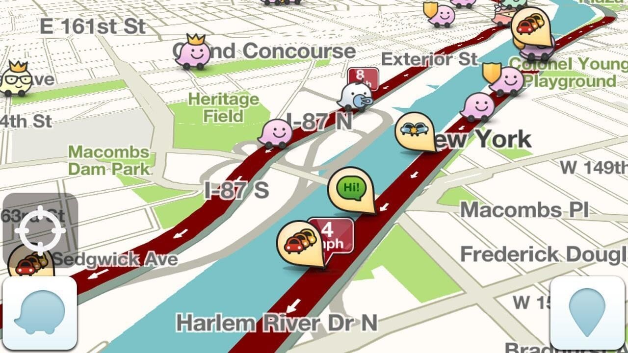 Ejemplo de mapa disponible en Waze. 