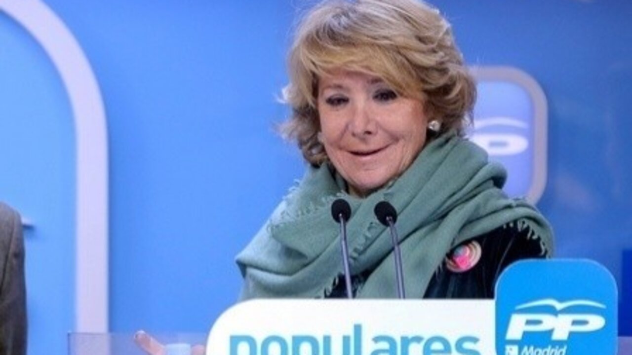 Esperanza Aguirre, en la rueda de prensa en G&eacute;nova.