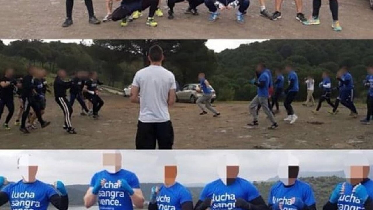 Im&aacute;genes de la pelea pactada entre Ultras Sur y Cosa Nostra.