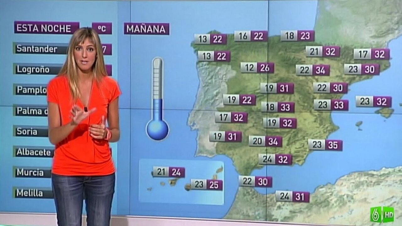 Miriam Santamaria, cuando presentaba el tiempo en laSexta.