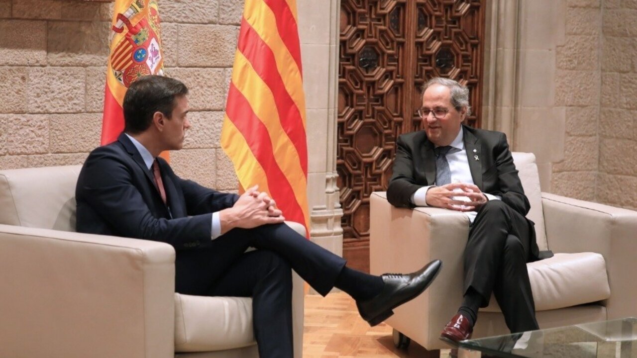 Pedro S&aacute;nchez y Quim Torra, reunidos en el Palau de la Generalitat.