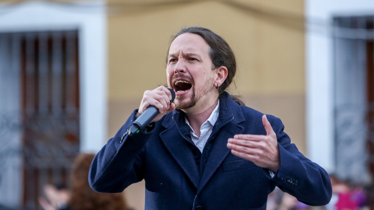 Pablo Iglesias durante un acto en Villaverde