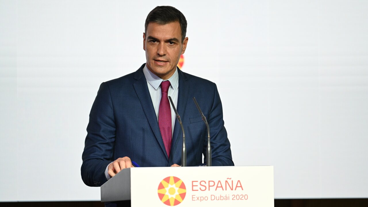 El presidente del Gobierno, Pedro S&aacute;nchez, durante su visita a Emiratos &Aacute;rabes Unidos.