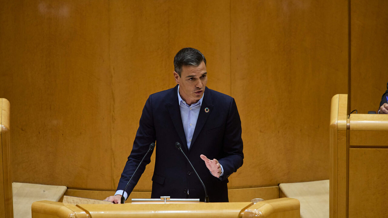 El presidente del Gobierno, Pedro S&aacute;nchez, interviene durante un debate monogr&aacute;fico sobre la crisis energ&eacute;tica y el contexto econ&oacute;mico, en el Senado.