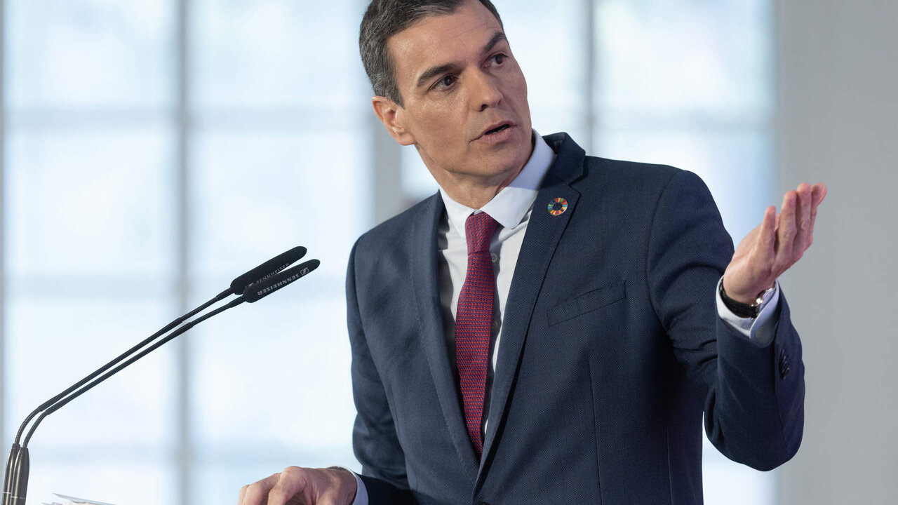 El presidente Pedro S&aacute;nchez, en Moncloa.