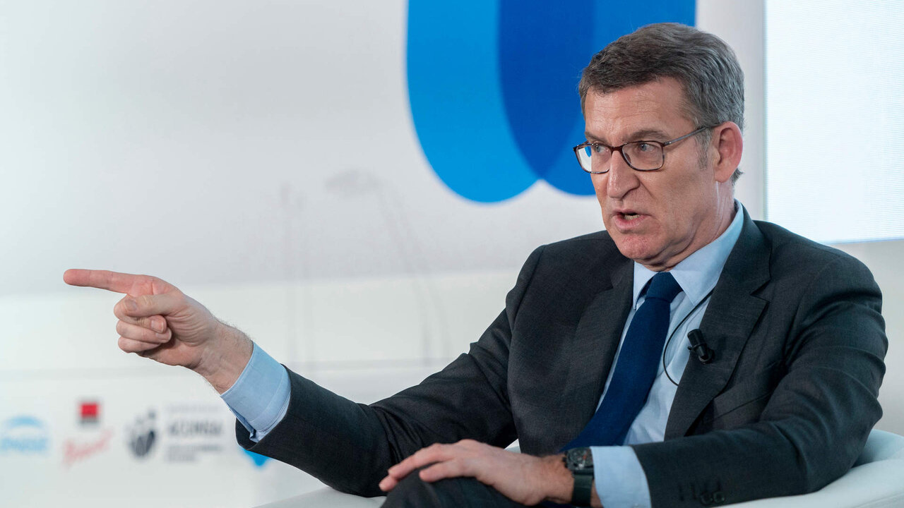 El presidente del Partido Popular, Alberto N&uacute;&ntilde;ez Feij&oacute;o, interviene en la inauguraci&oacute;n de la sexta edici&oacute;n del Forbes Summit Reinventing Spain, en el Hotel Rosewood Villa Magna, a 6 de febrero de 2023.