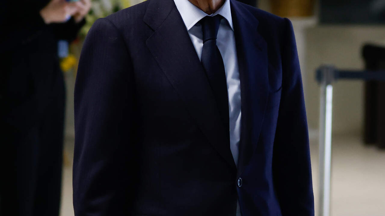 Florentino Perez attend the funeral chapel of Amancio Amaro, ex football player of Real Madrid, at Santiago Bernabeu stadium on February 21, 2023, in Madrid, Spain.