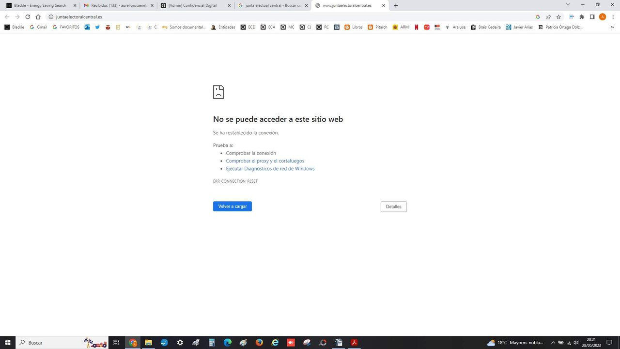 La web de la Junta Electoral Central, ca&iacute;da.