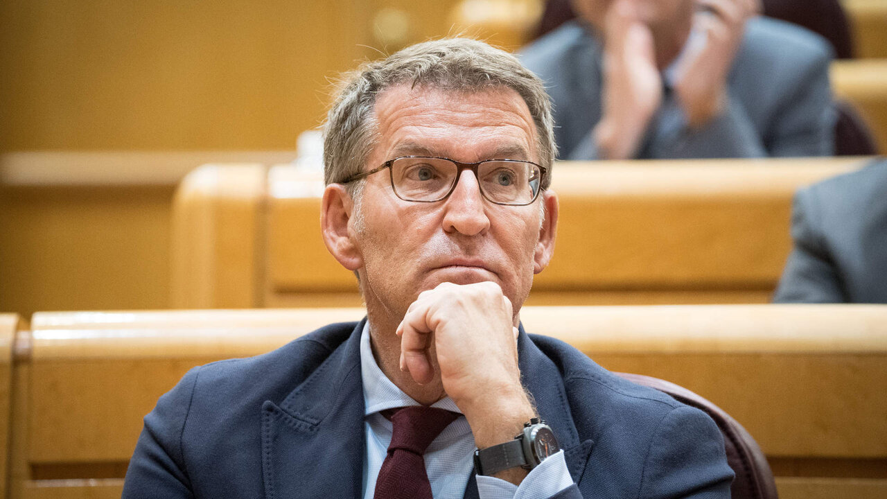 El presidente del PP, Alberto N&uacute;&ntilde;ez Feij&oacute;o, durante una sesi&oacute;n plenaria en el Senado.