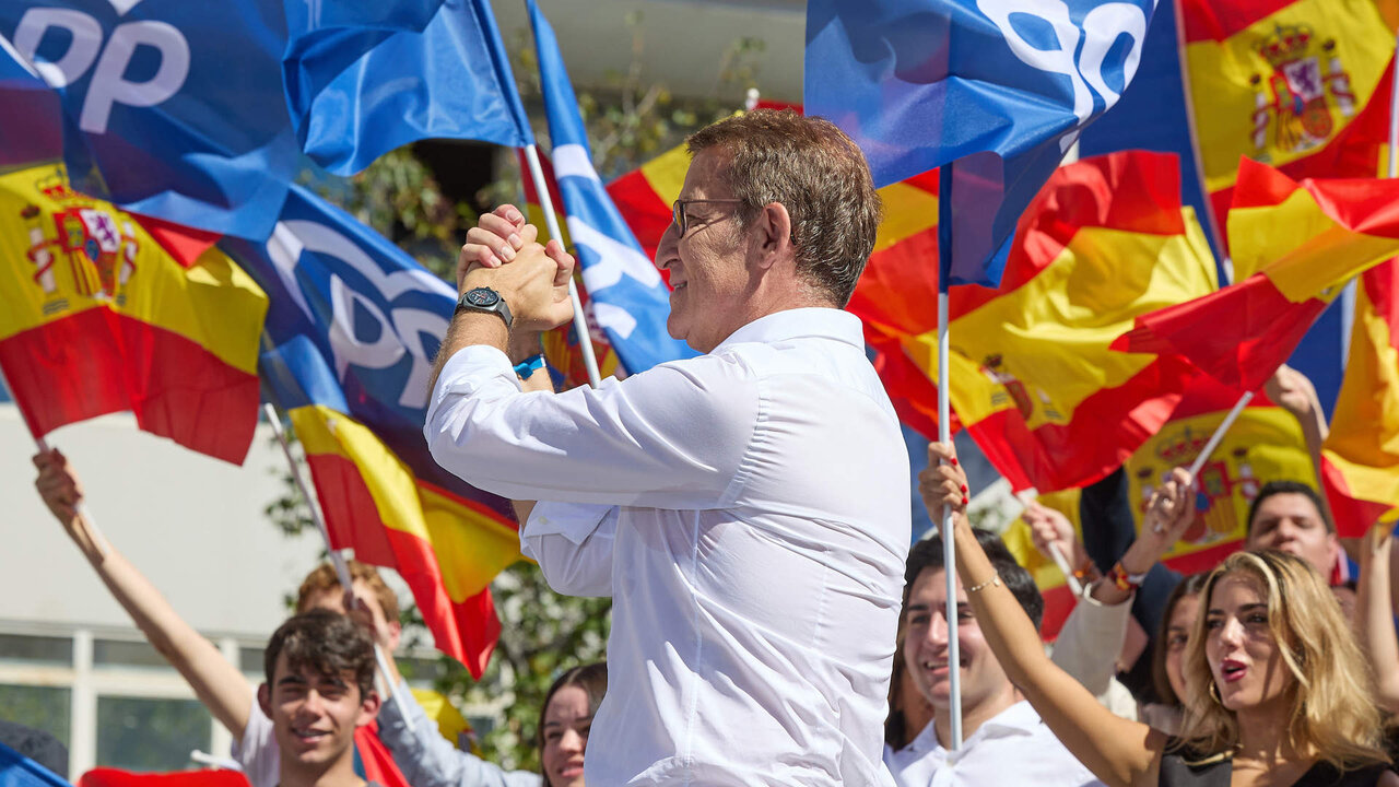 Alberto N&uacute;&ntilde;ez Feij&oacute;o, en la manifestaci&oacute;n del PP contra la amnist&iacute;a a los independentistas catalanes.