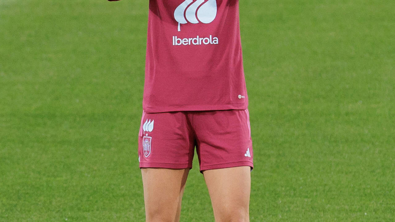 Jennifer Hermoso gestures during the training day of Spain Women Team at Ciudad del Futbol on October 23, 2023, in Las Rozas, Madrid, Spain.