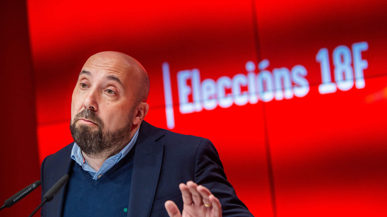 Santiago,18.02.24. Seguimiento de la noche electoral desde la sede del PSOE con la presencia del candidato del partido, Jos&eacute; Manuel G&oacute;mez Besteiro.

Fotos: Agosti&ntilde;o Iglesias