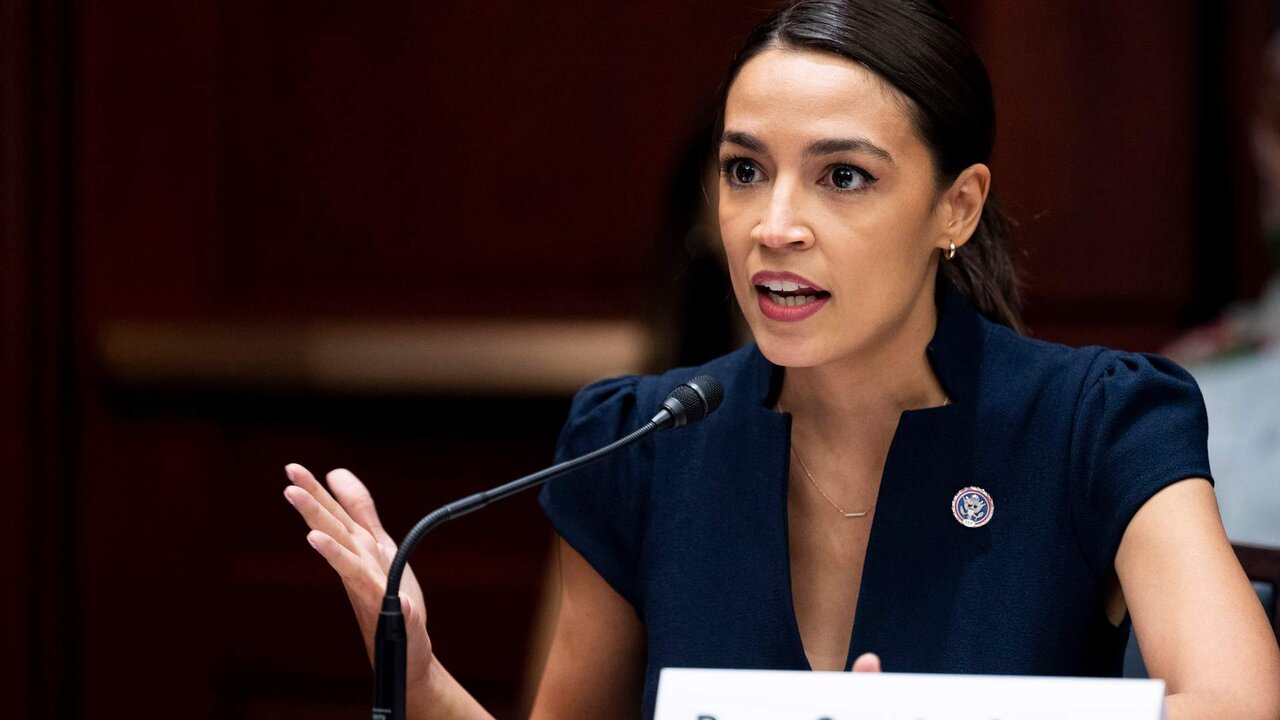 June 23, 2021 - Washington, DC, United States: U.S. Representative Alexandria Ocasio-Cortez (D-NY) speaking at a Senate Climate Change Taskforce discussion about a proposal to create a Civilian Climate Corps.