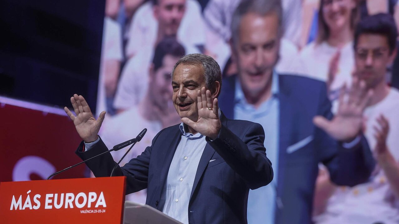 El expresidente del Gobierno Jos&eacute; Luis Rodr&iacute;guez Zapatero en un acto de campa&ntilde;a del PSOE.