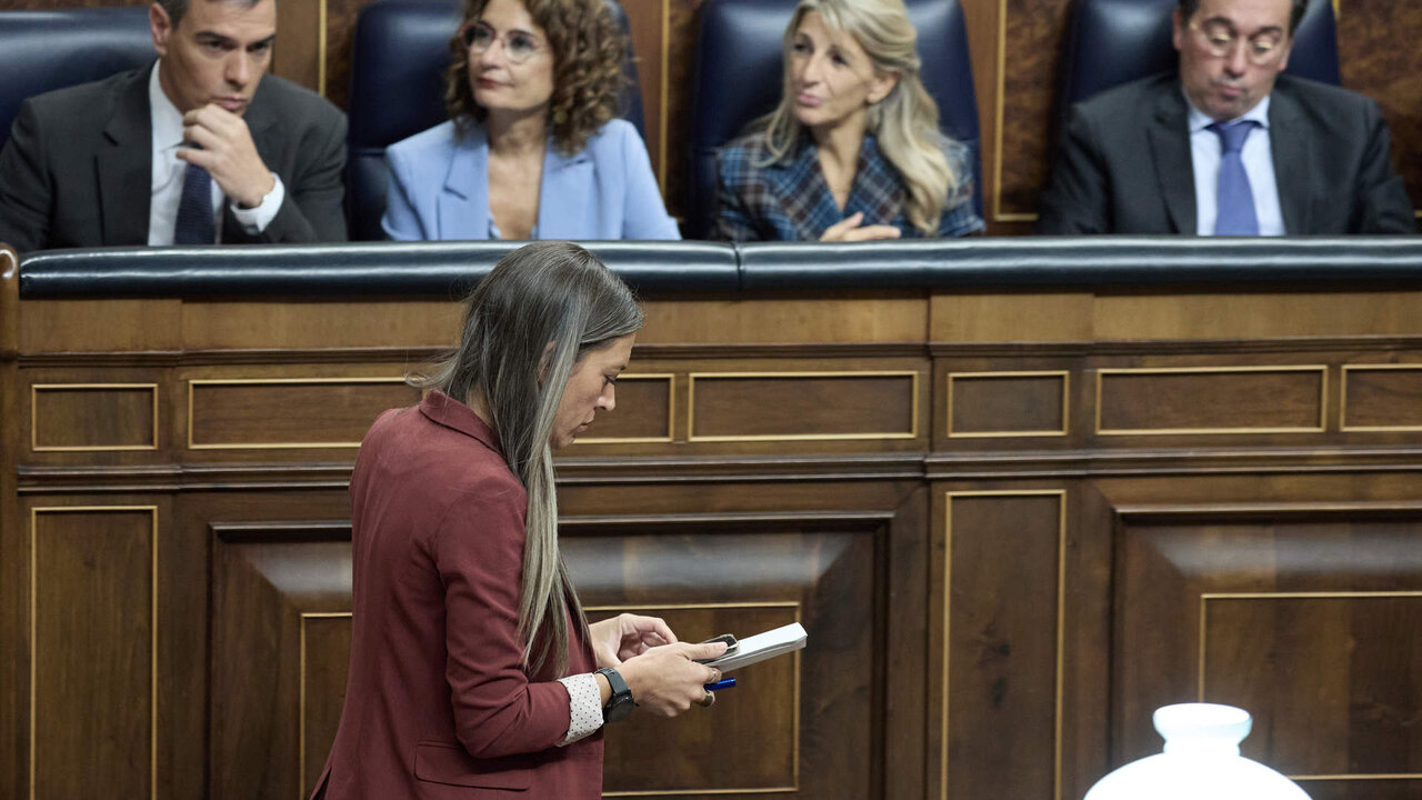 La portavoz de Junts en el Congreso, Miriam Nogueras, durante una sesi&oacute;n de control al Gobierno, en el Congreso de los Diputados.