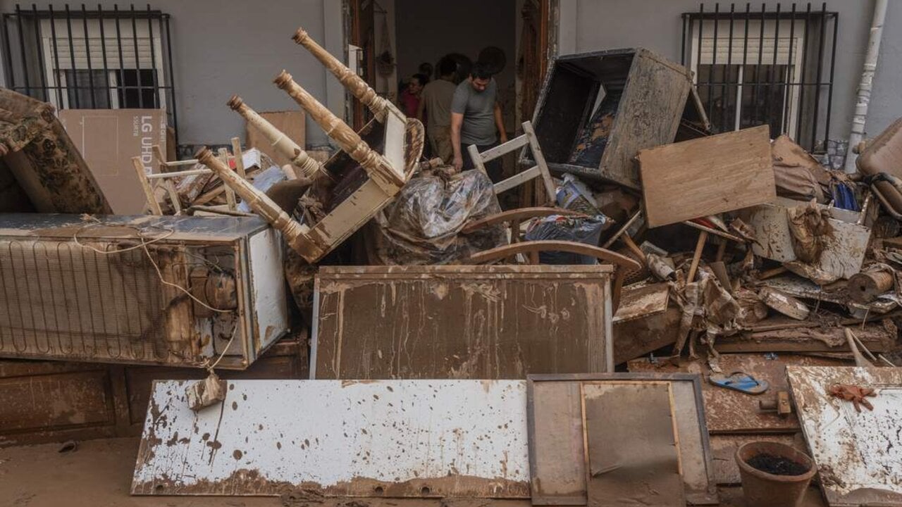 Estragos de la riada en una vivienda en Aldaia
