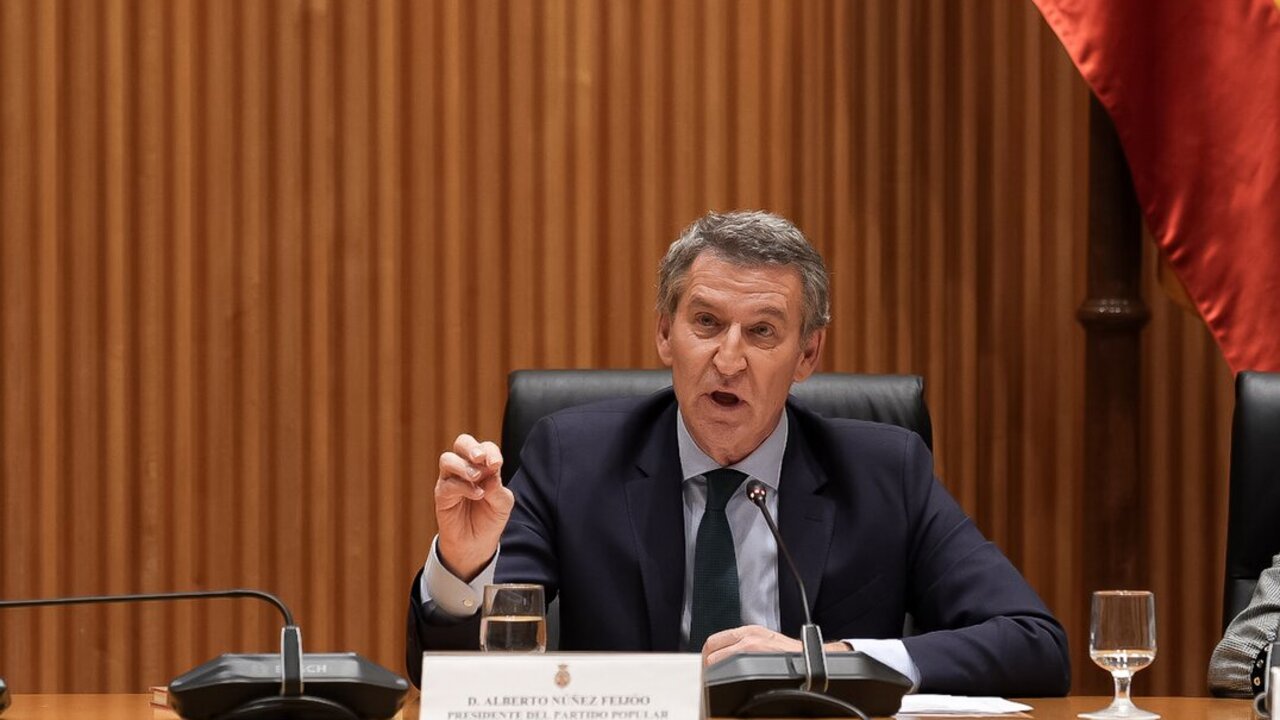 El presidente del Partido Popular, Alberto N&uacute;&ntilde;ez Feij&oacute;o, en el Congreso de los Diputados, a 23 de enero de 2025, en Madrid.