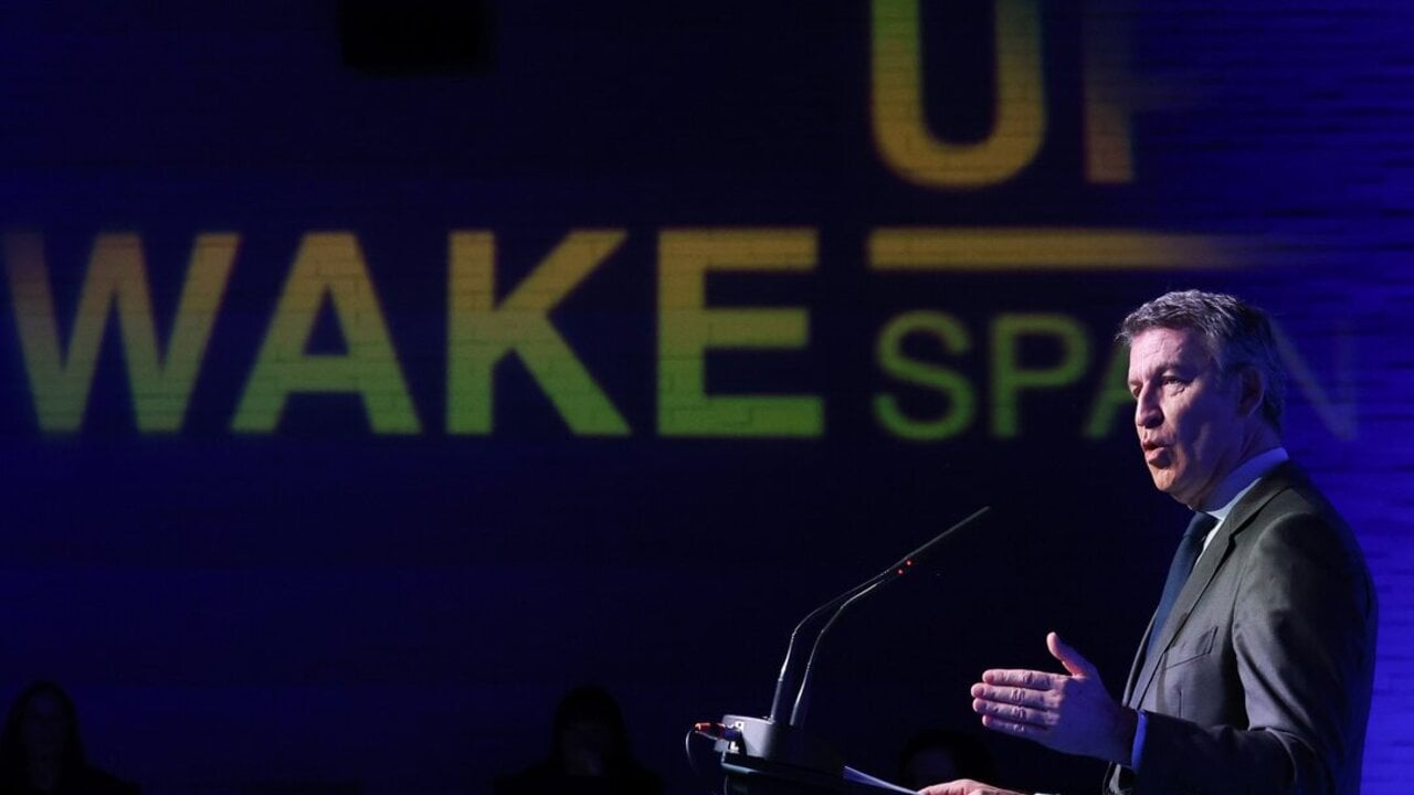 El presidente del PP, Alberto N&uacute;&ntilde;ez Feij&oacute;o, participa en la cuarta jornada de la quinta edici&oacute;n del foro 'Wake Up, Spain 2025!&rsquo;, en Casa de Am&eacute;rica, a 3 de abril de 2025, en Madrid.
