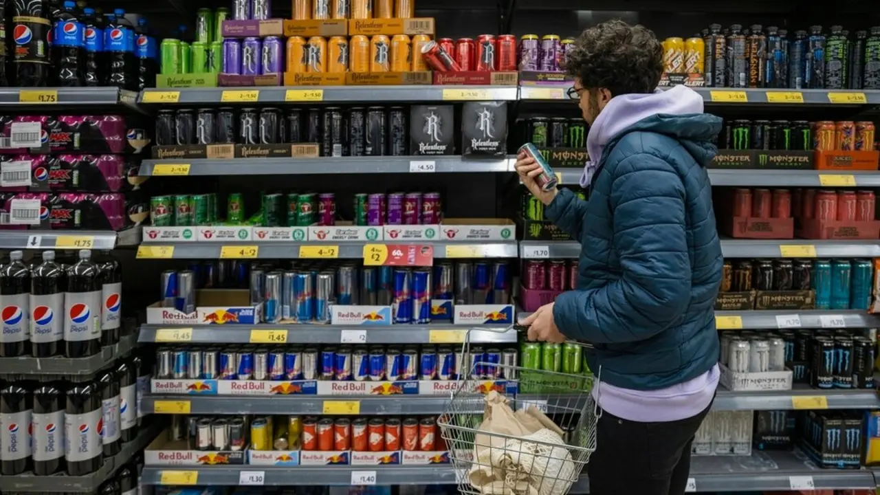 Un joven mira la sección de bebidas energéticas en el supermercado. (Foto: SOLSTOCK / Europa Press)