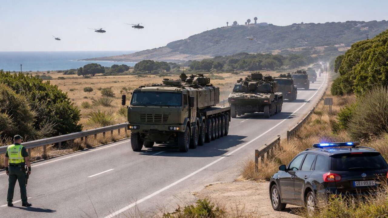 Maniobras militares en la A-2231 a su paso por El Ret&iacute;n