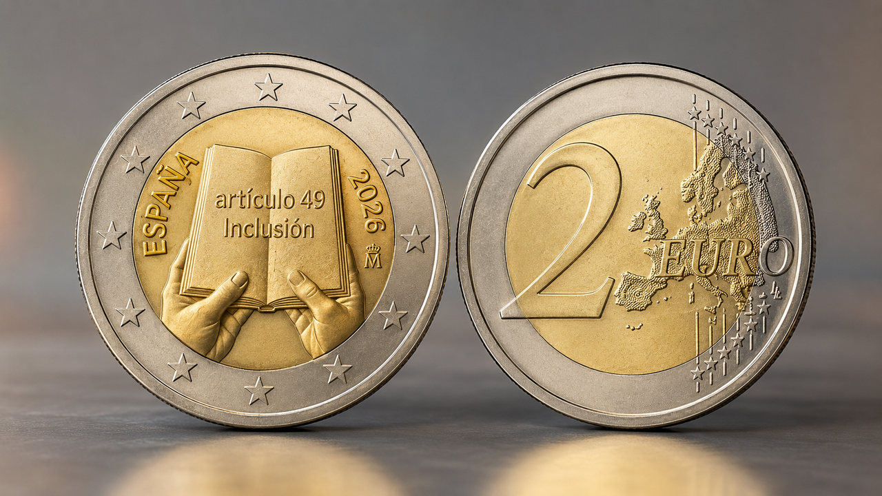 Nueva moneda de 2 euros del art&iacute;culo 49 de la Constituci&oacute;n