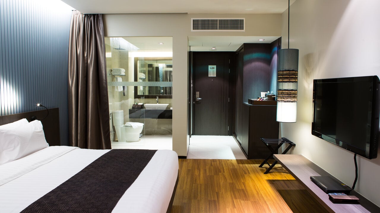 Interior of modern comfortable hotel room