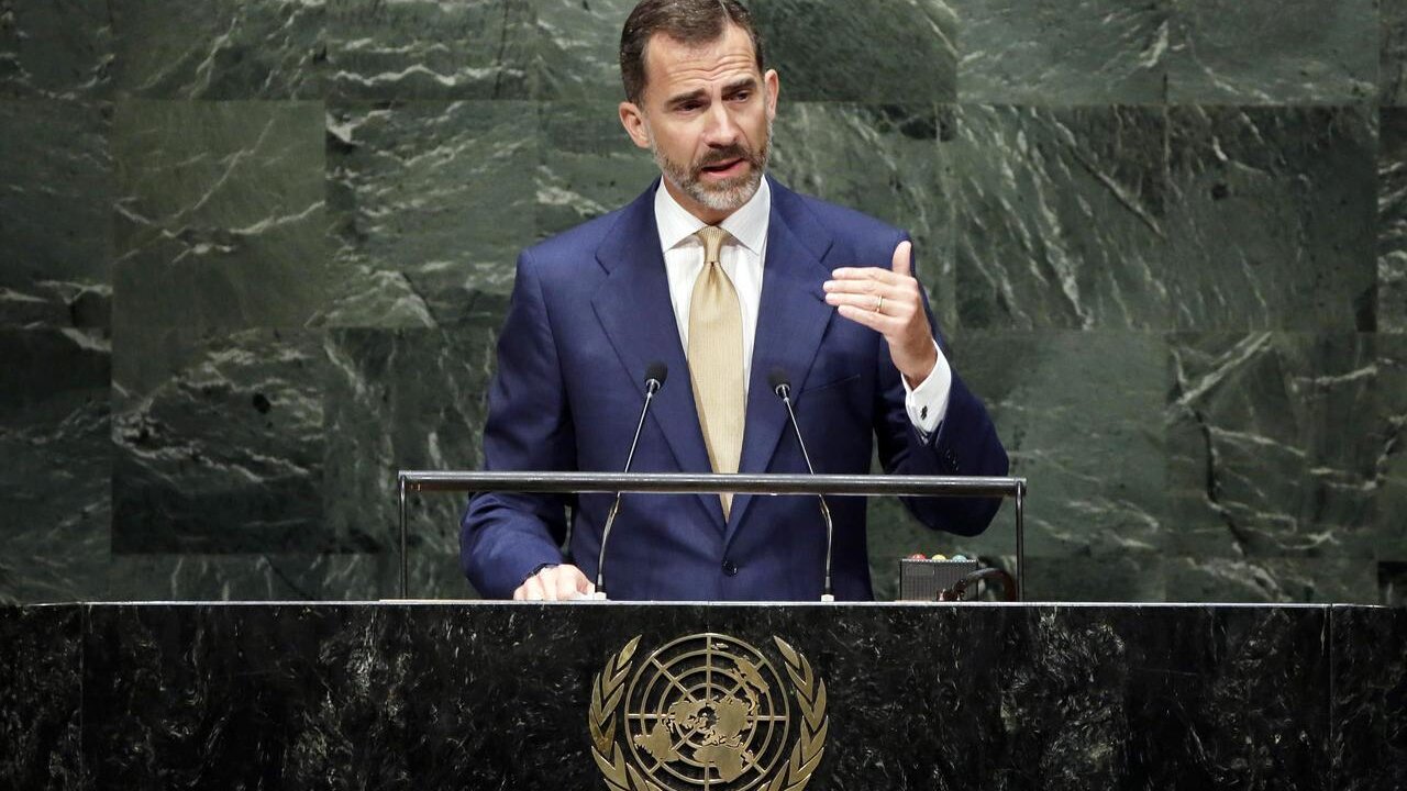 Felipe VI, durante su intervenci&oacute;n en la Asamblea General de la ONU (2014).