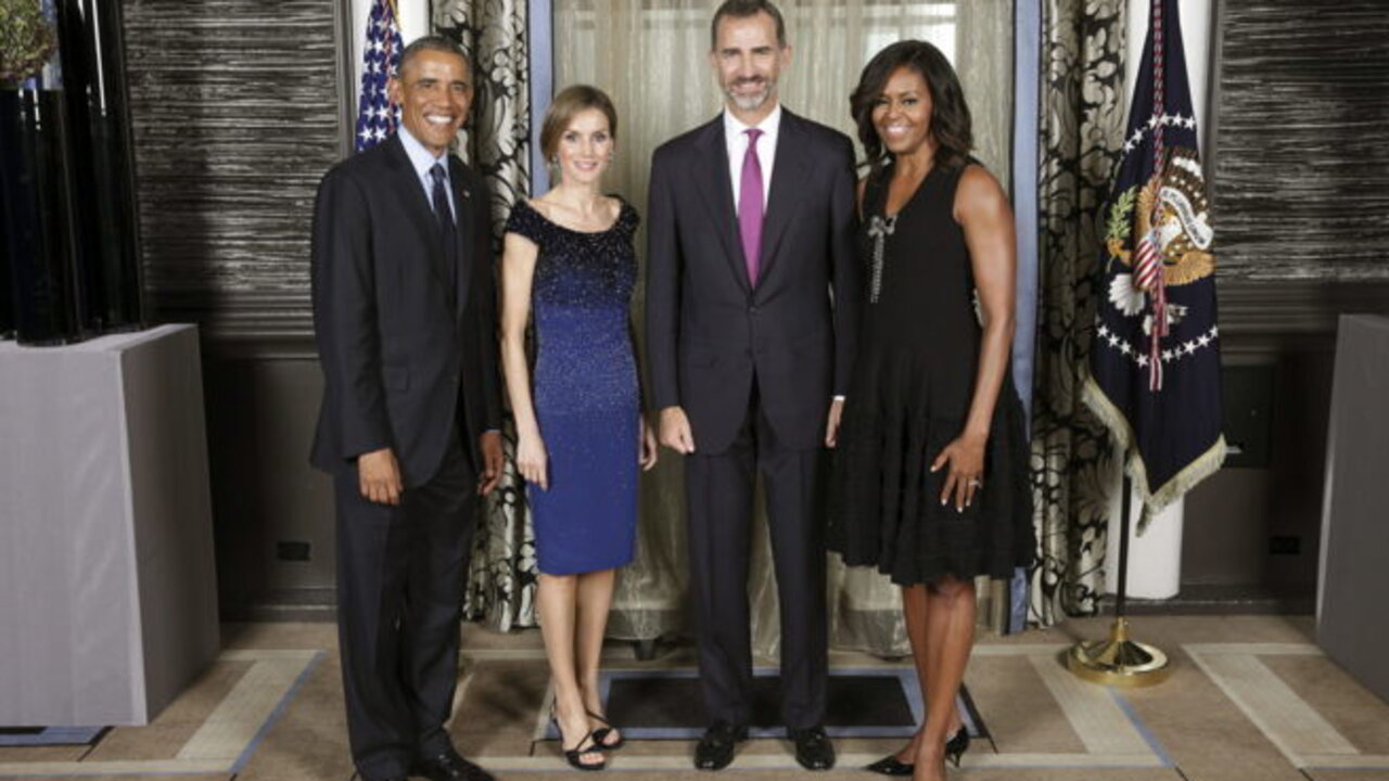 Los reyes junto a Obama y su esposa.