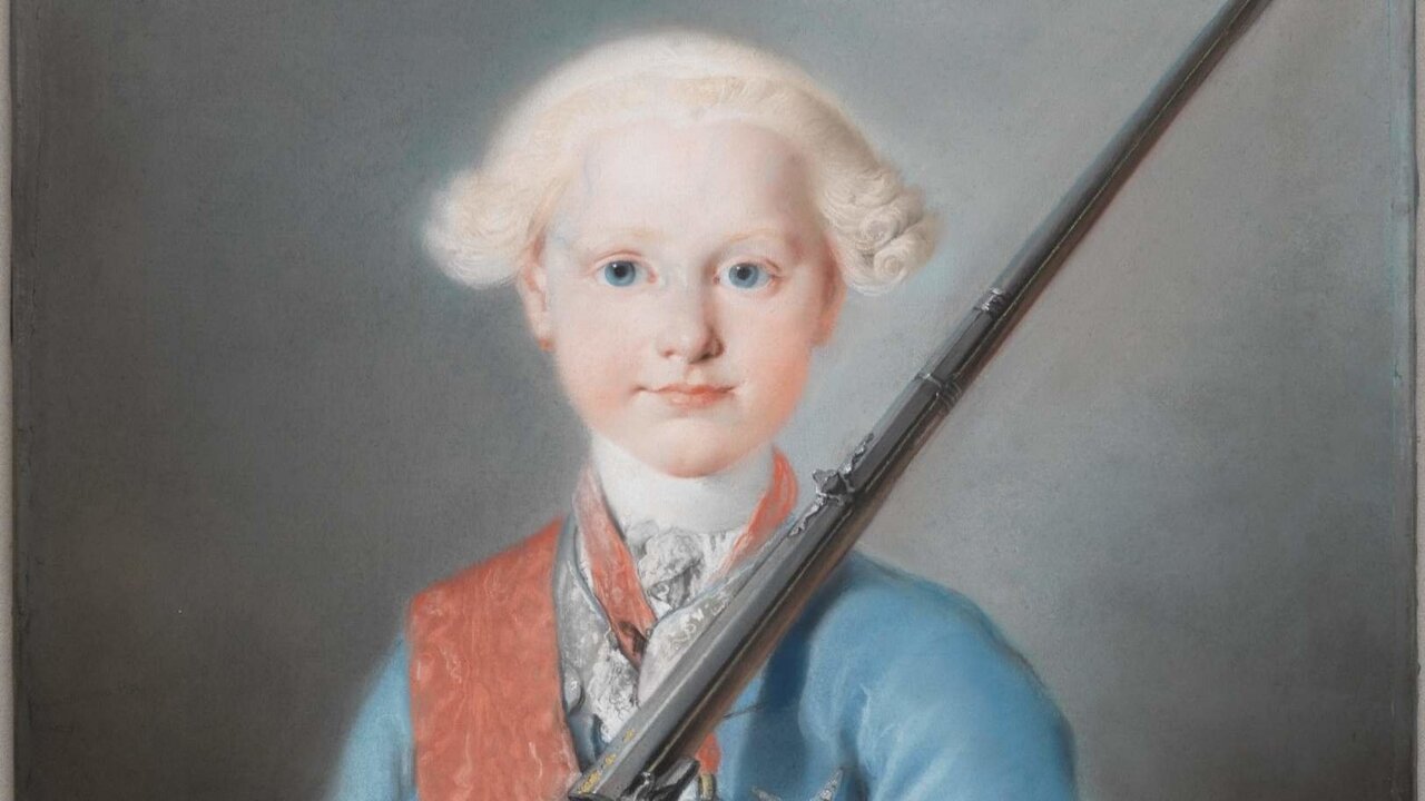 El infante don Antonio Pascual de Borb&oacute;n sosteniendo el rifle en una obra fechada en 1763