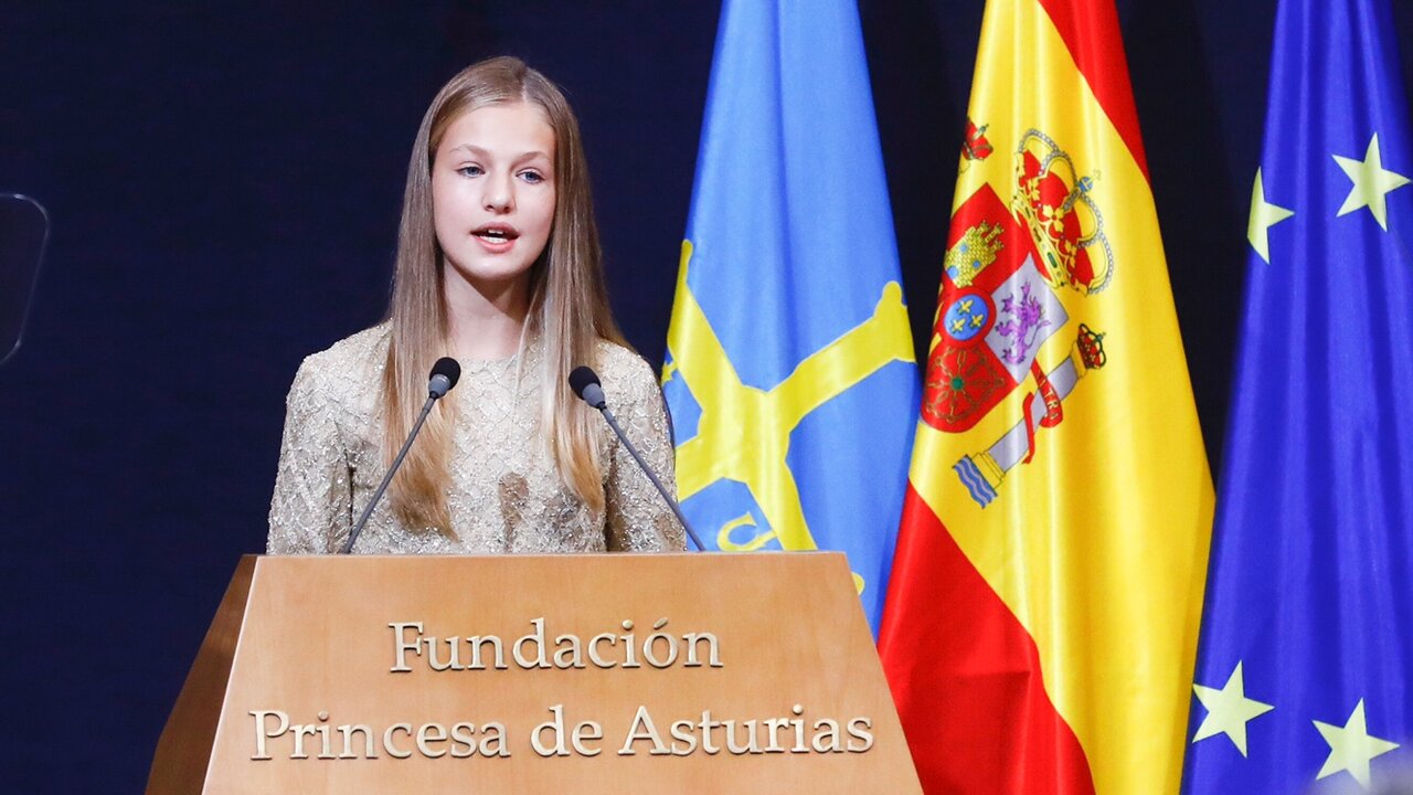 La princesa Leonor durante su intervenci&oacute;n en los Premios Princesa de Asturias.