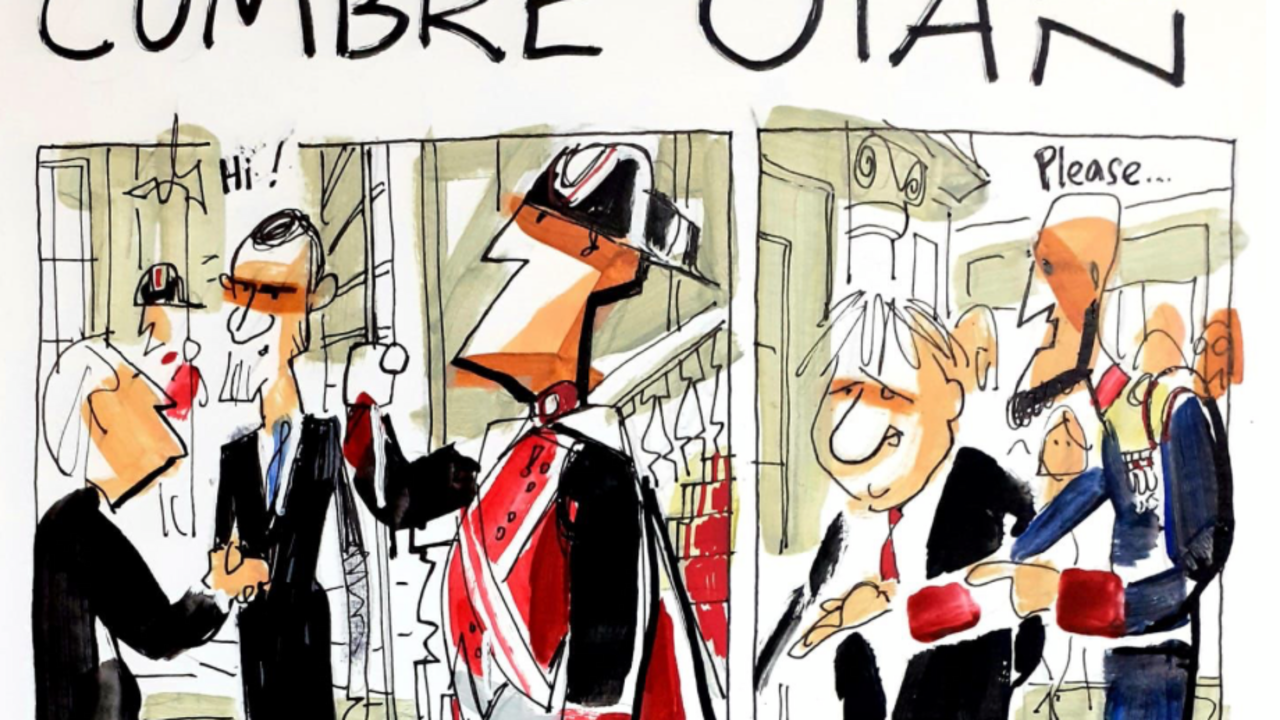 La Guardia Real en la Cumbre de la OTAN. As&iacute; nos ha visto el dibujante Jos&eacute; Manuel Esteban