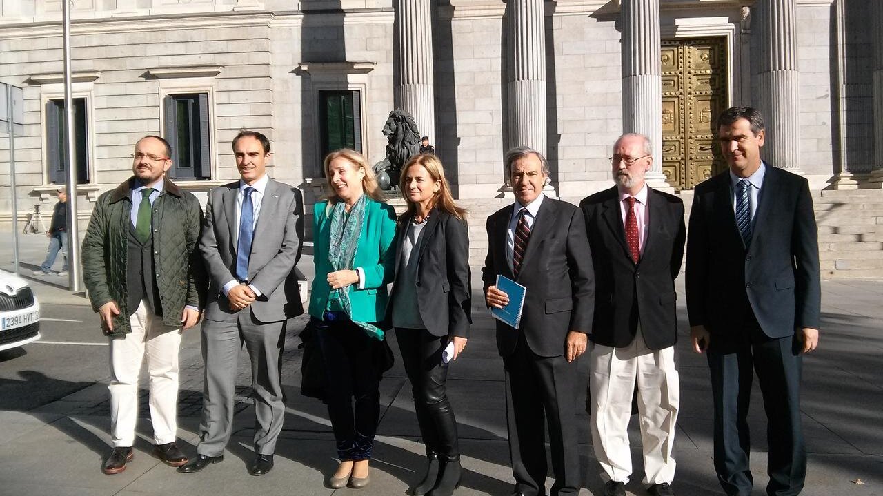 Parlamentarios populares provida a las puertas del Congreso de los Diputados. 
